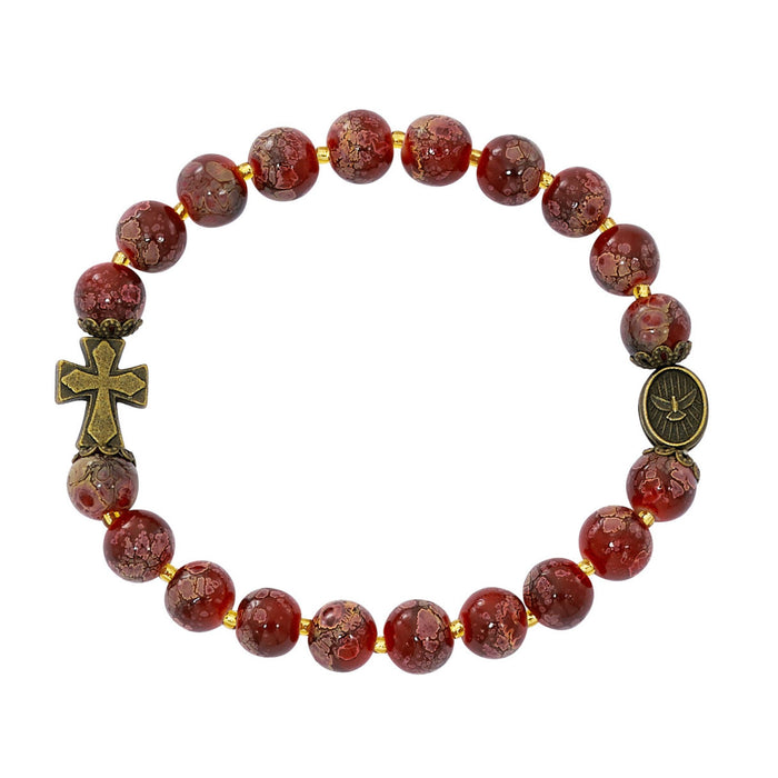 Bracelet with Holy Spirit Medal and Red Beads