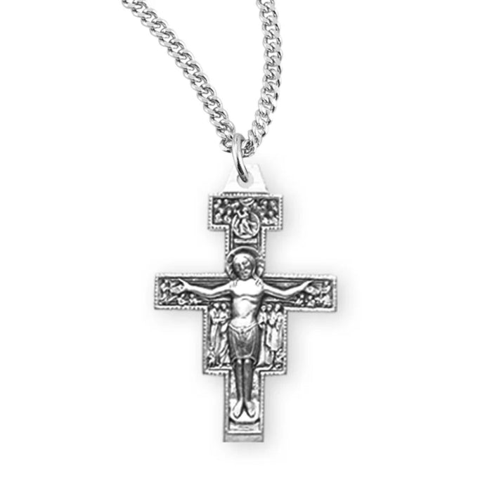 San Damiano Crucifix Sterling Silver on 18" Chain