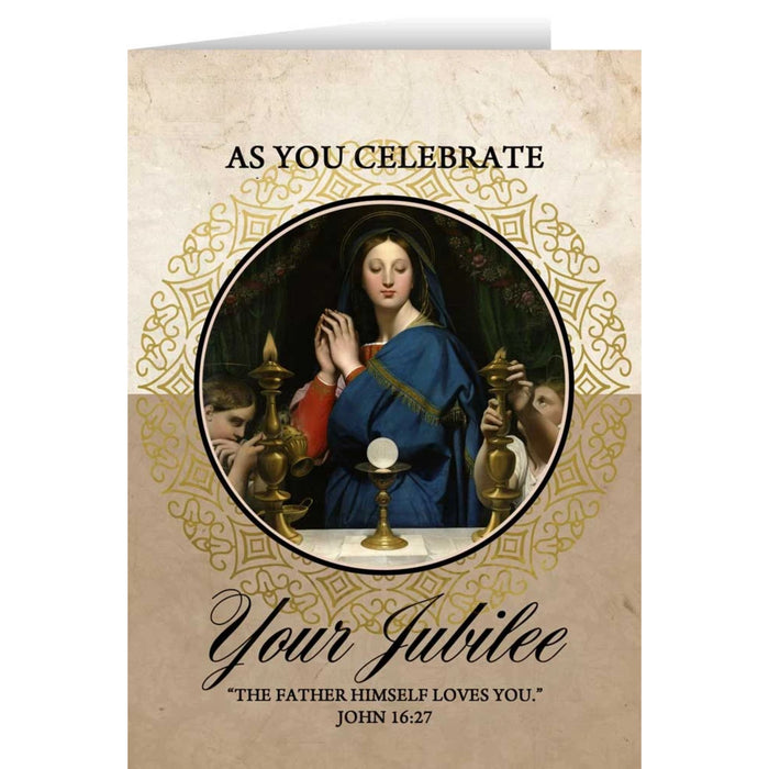 Priest Jubilee Greeting Cards with Madonna of the Host