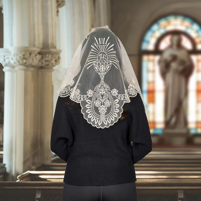 Champagne Chalice and Cross Chapel Veil