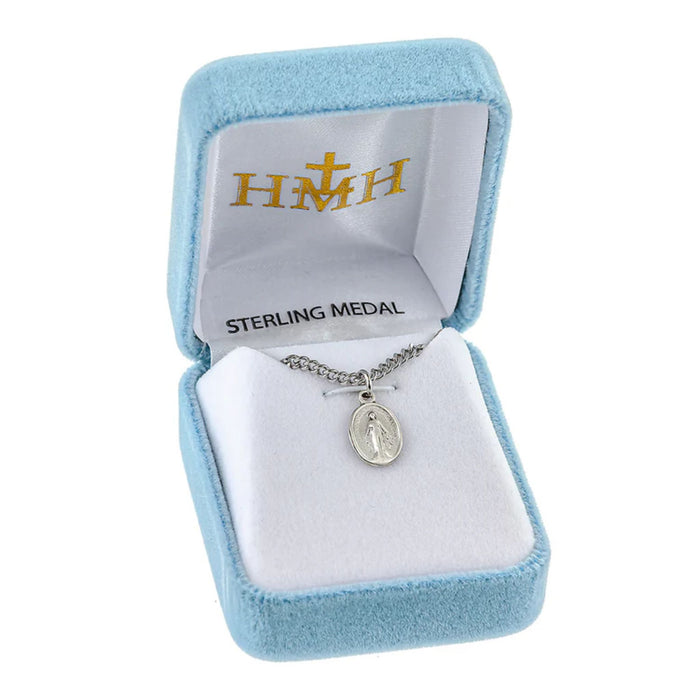 Miraculous Medal 0.5" Sterling Silver on 18" Chain