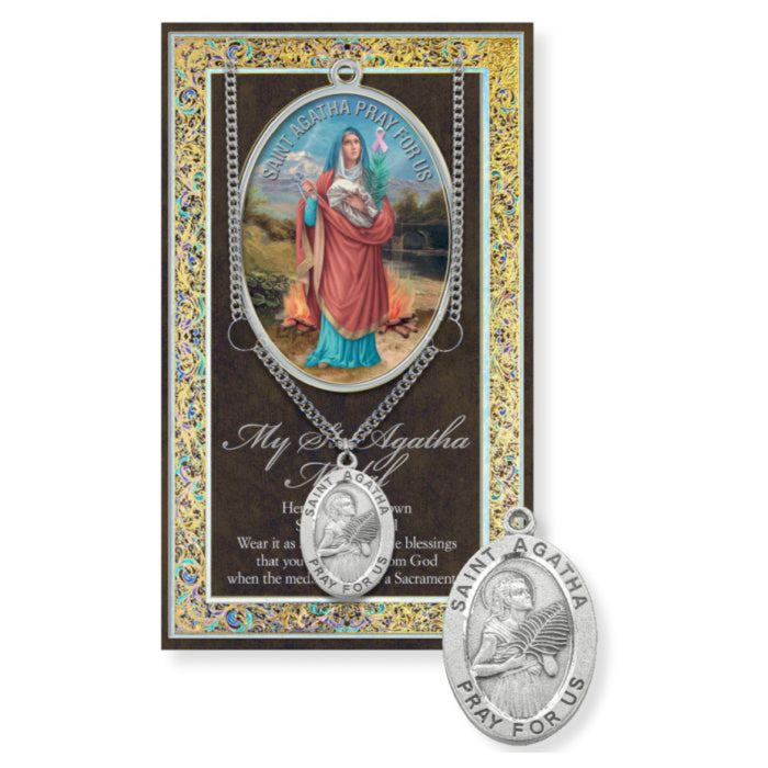 St Agatha Genuine Pewter Medal on 18" Chain
