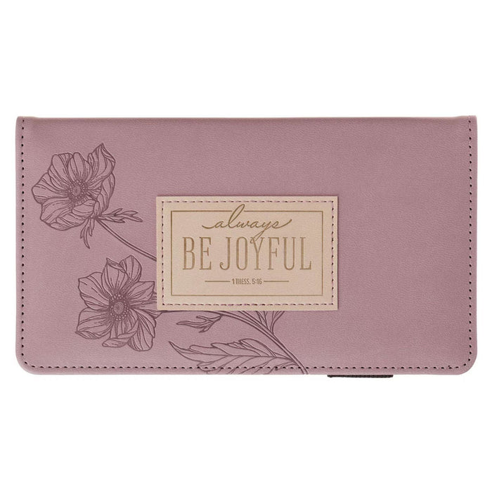 Checkbook Cover "Joyful" Mauve Floral Faux Leather