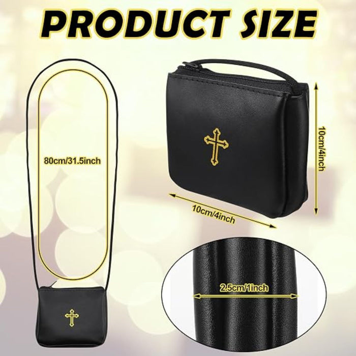 Burse Genuine Leather in Black with Gold Cross