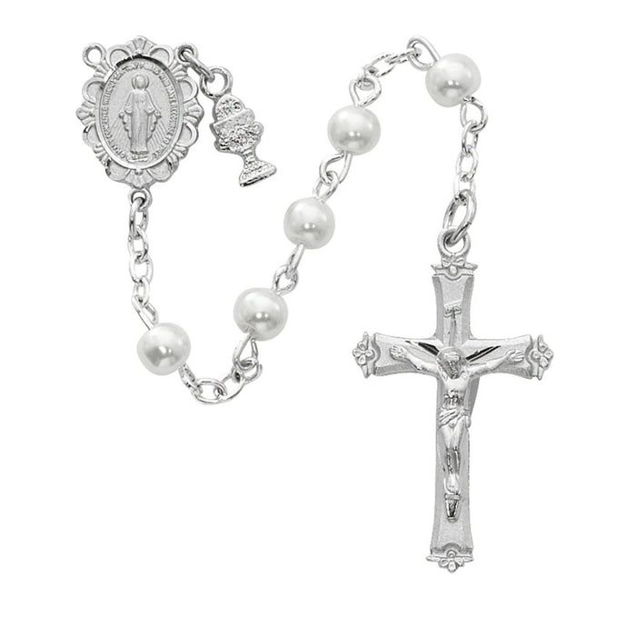 First Communion Rosary 5mm Faux Pearl Beads