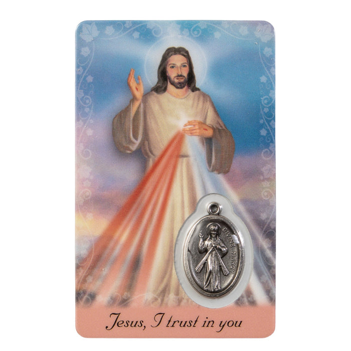 Divine Mercy Prayer Card with Medal