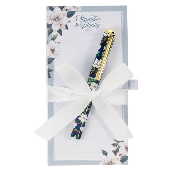 Strength and Dignity Blush Magnolia Magnetic Notepad and Pen Set