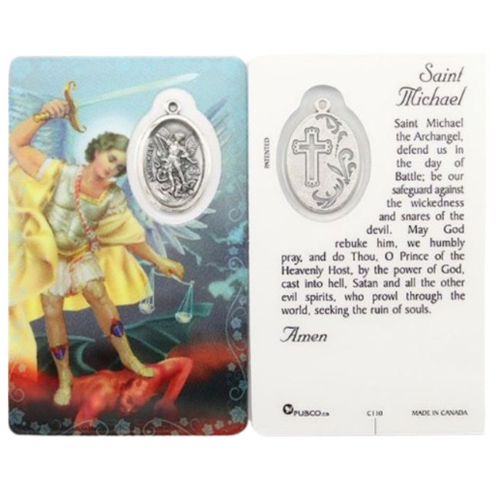 St Michael Prayer Card with Medal