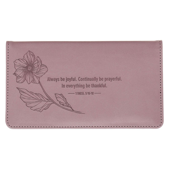 Checkbook Cover "Joyful" Mauve Floral Faux Leather