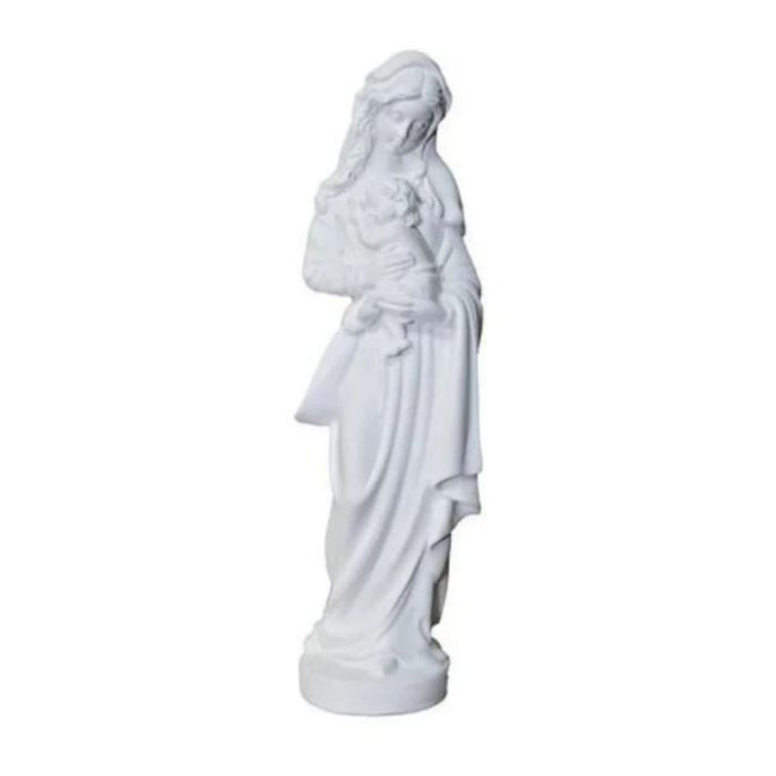 Madonna & Child Statue 6" White Alabaster