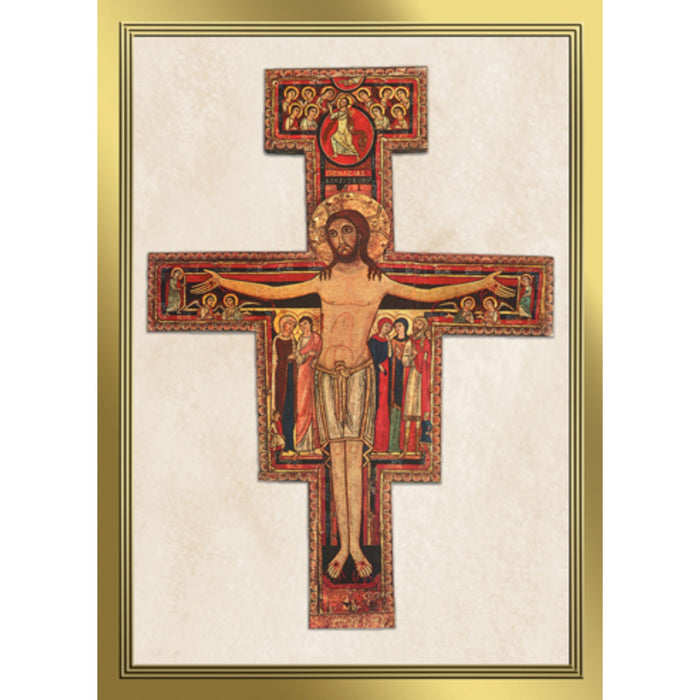 Blank Greeting Card San Damiano Crucifix with Gold Foil Border