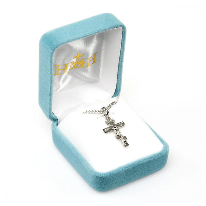 Byzantine Crucifix Sterling Silver on 18" CHAIN