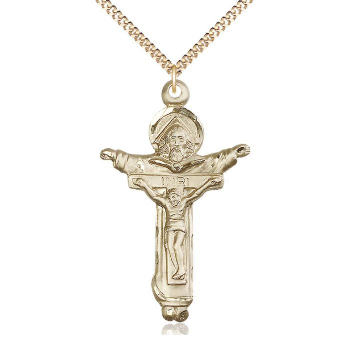 Crucifix Trinity Gold filled on 24" Chain