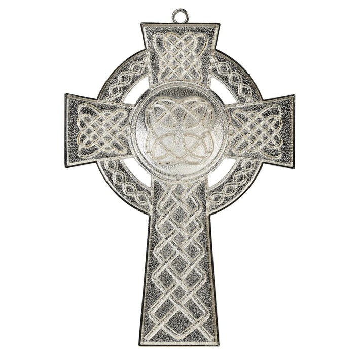 Irish Cross 7.75" Green Enamel with White Ribbon