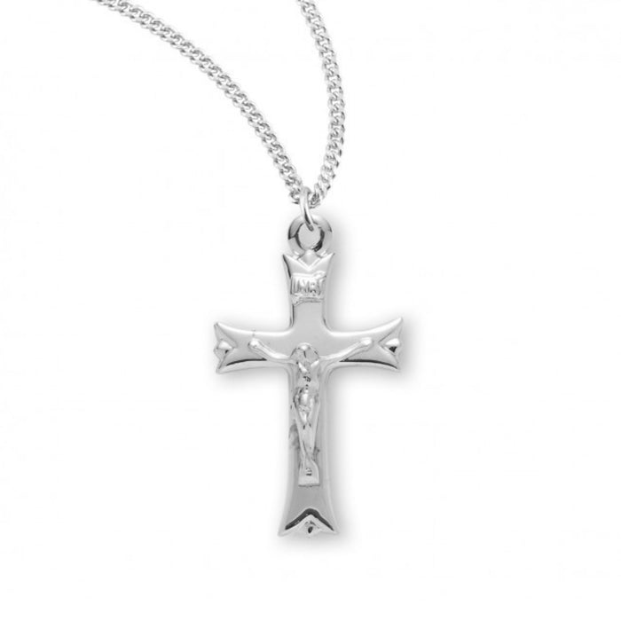 Crucifix Sterling Silver with Notched Flare Tips on 18" Chain
