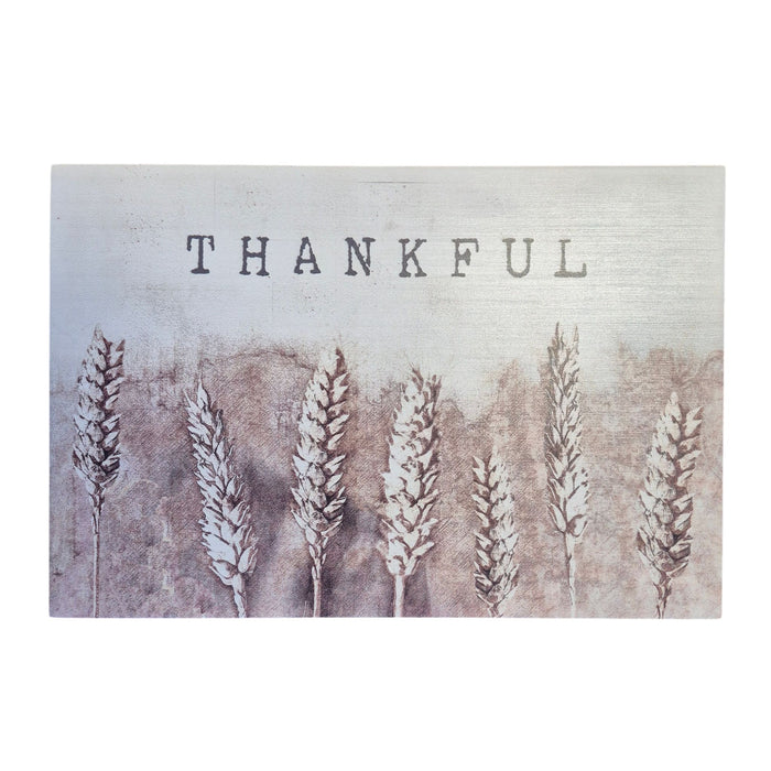 Plaque with Word 'Thankful' and Rustic Field Image