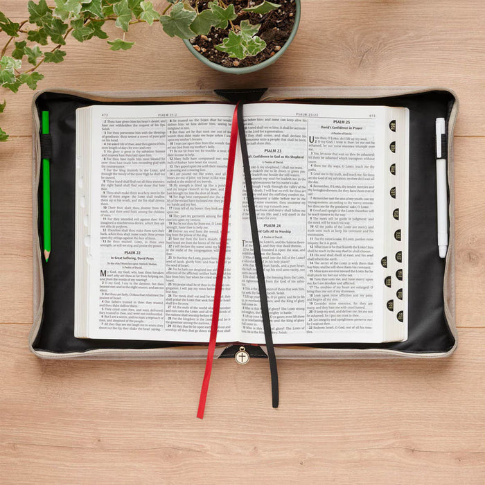 Bible Cover (M) Sufficient Grace Taupe Wildflower Tapestry