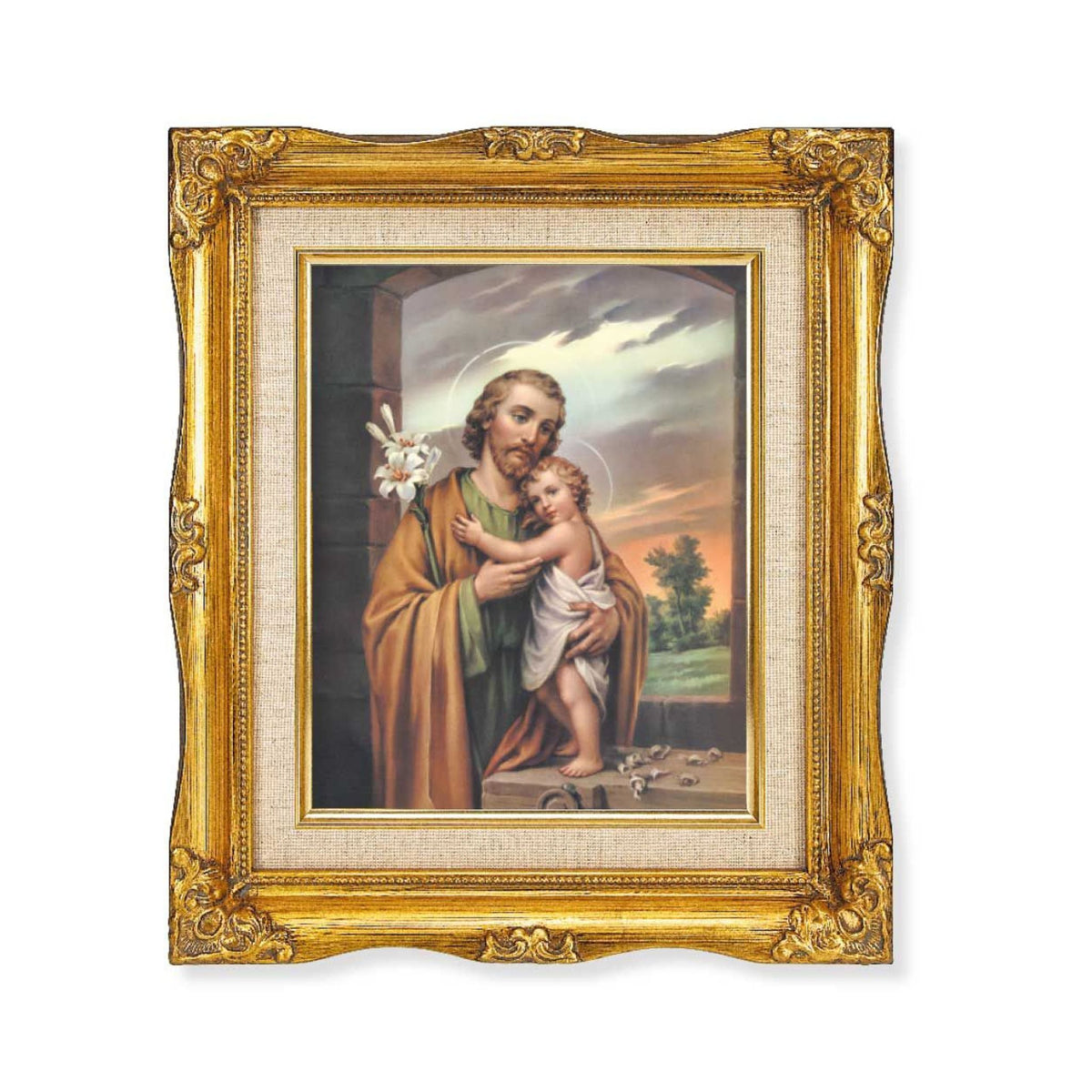 St Joseph with Inner Linen Border in 12