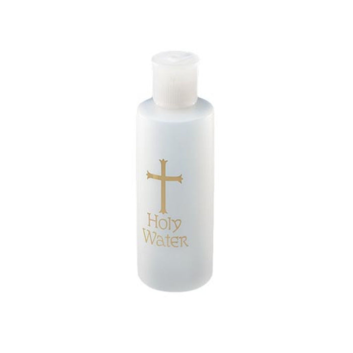 Holy Water Bottle with Gold Cross 4 oz Plastic