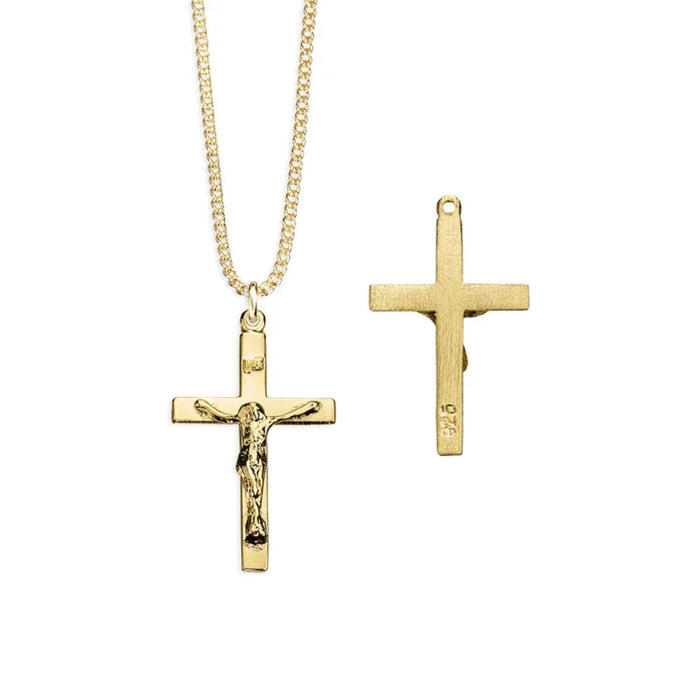 Latin Crucifix 16K Gold over Sterling on 18" Chain