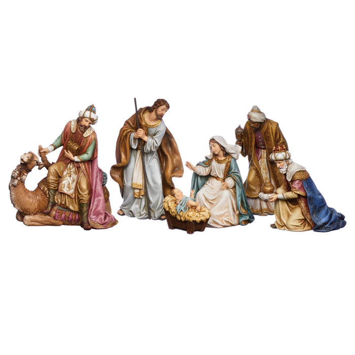 Nativity 6 Piece Set 8.5" High Colorful with King on Camel