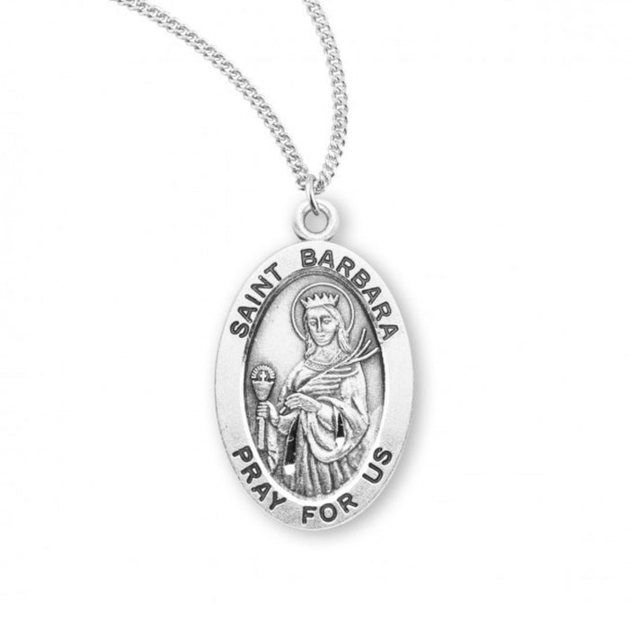 St Barbara Medal Sterling Silver on 18" Chain