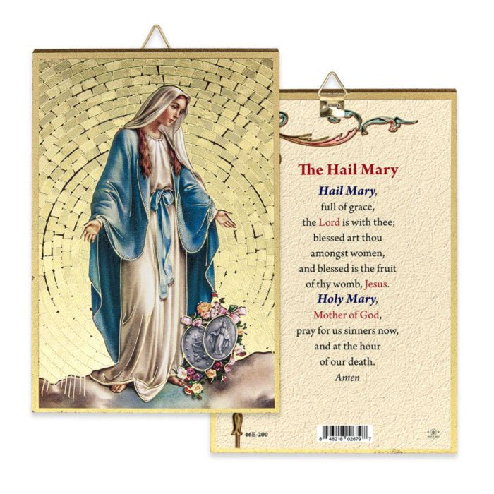 Our Lady of Grace 4" x 6" Gold Foil Mosaic Plaque