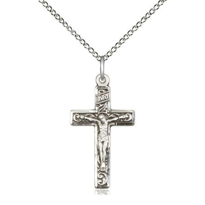 Crucifix Swirl Design Sterling Silver on 18" Sterling Silver Chain