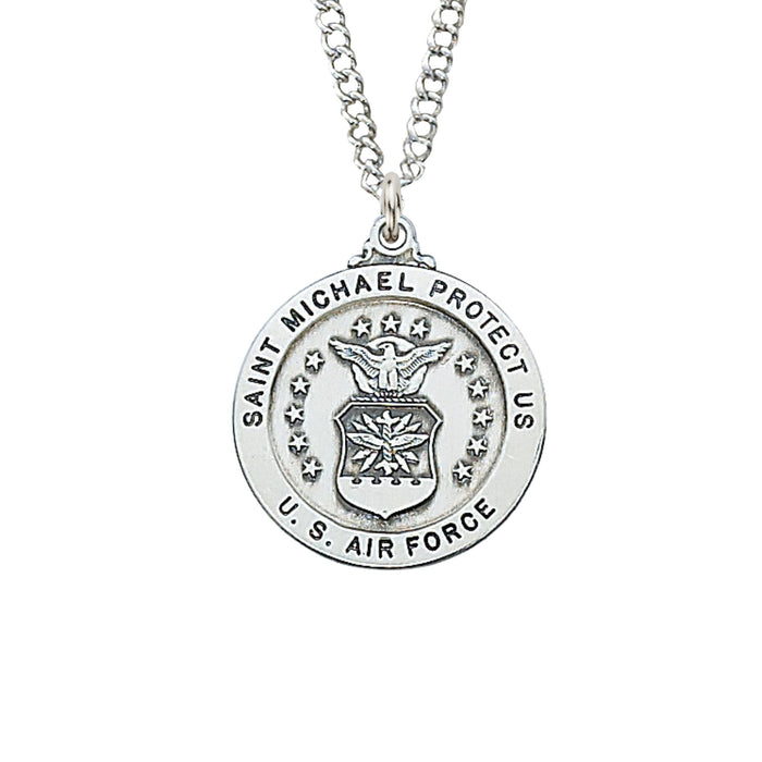 U.S. Air Force "St Michael Protect Us" Sterling Silver Medal on 24" Chain