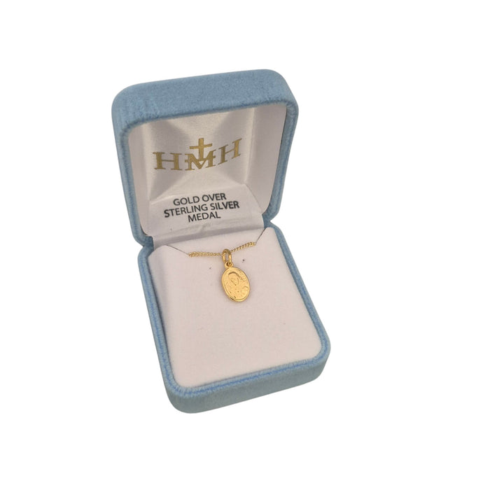 Sacred Heart 0.5" Medal Gold over Sterling on 18" Chain