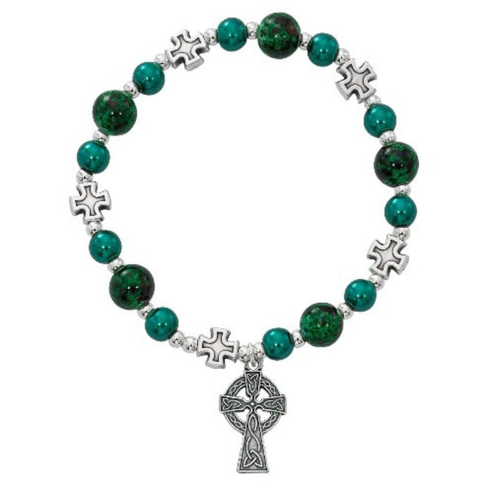 Bracelet Celtic Cross and Green Beads