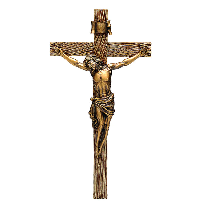 Wall Crucifix in Antique Gold 13.25" High
