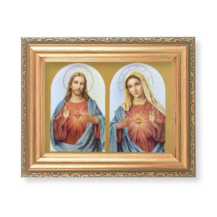 The Sacred Hearts in Gold Framed