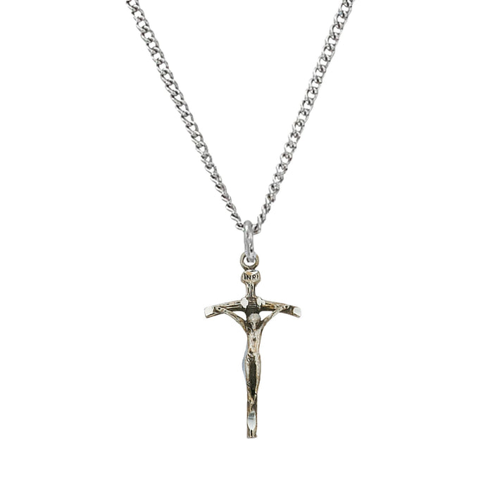 Papal Crucifix Sterling Silver on 18" Chain