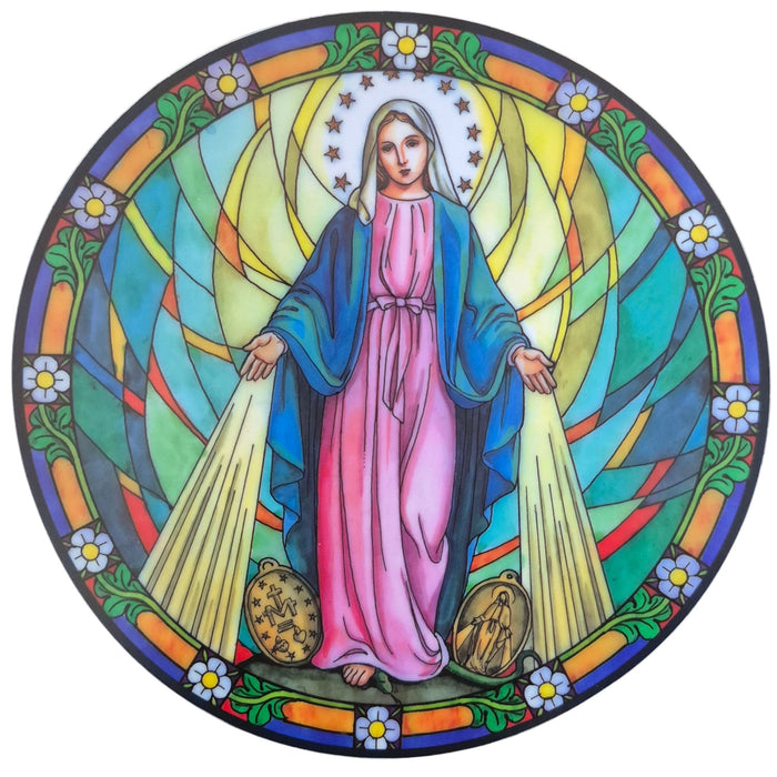 Our Lady of Grace Stained Glass Sun Catcher Window Sticker