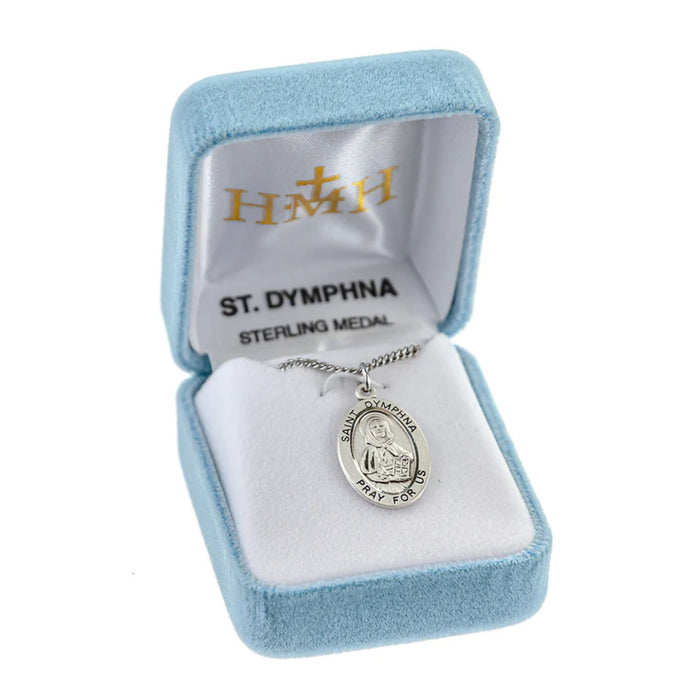 St Dymphna Oval Medal Sterling Silver on 18" Chain