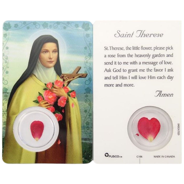 St Therese Prayer Card with Medal