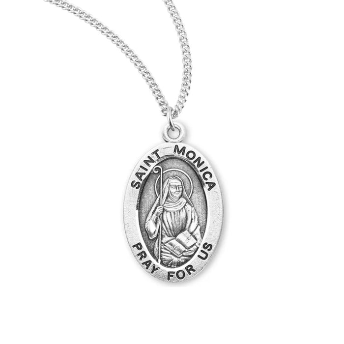 St Monica Oval Medal Sterling Silver on 18" Chain