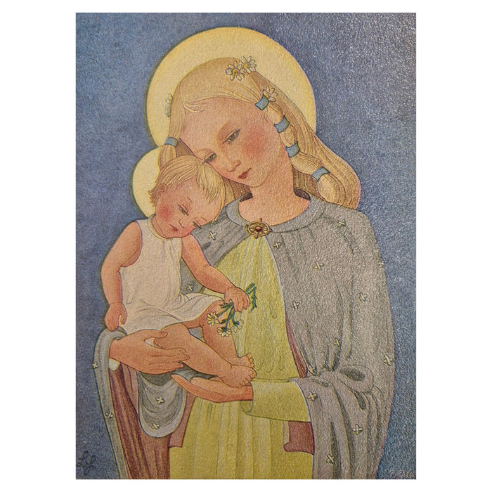 Vintage Frameable print on Artboard Mary and Baby Jesus