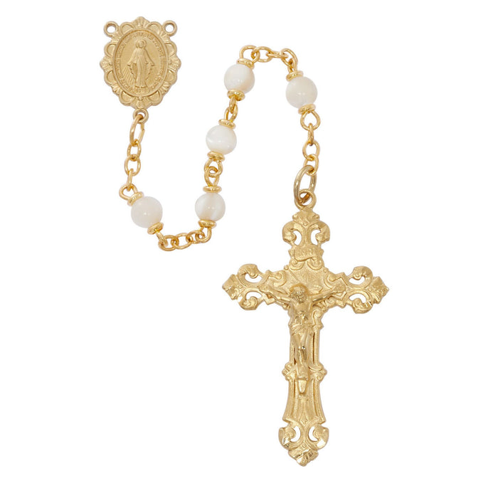 Rosary Gold Plated 5mm Mother of Pearl Beads