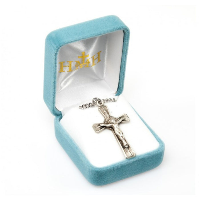 Crucifix Wheat Design Sterling Silver on 24" Chain