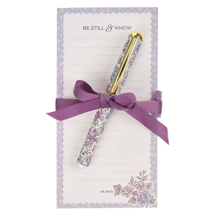 Be Still and Know Purple Notepad and Pen Set