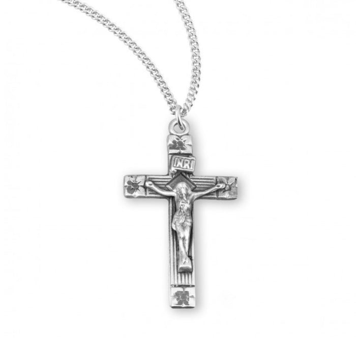 Crucifix Flower Tipped Sterling Silver on 18" Chain
