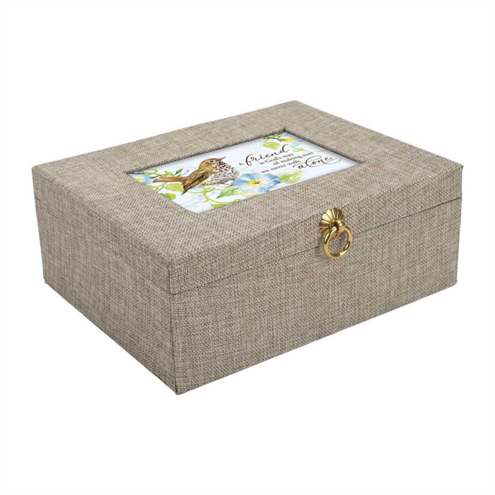 Music Box A Friend is God's Way 10" x 8" Beige Linen