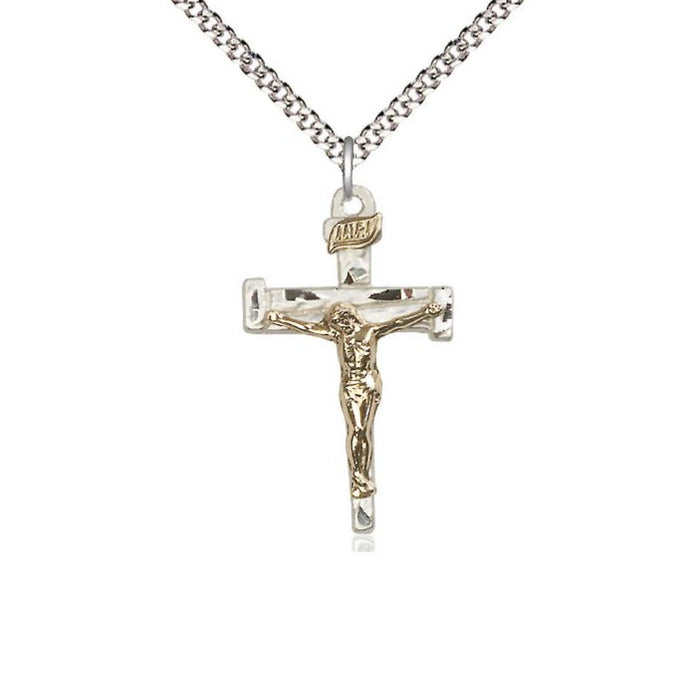 Crucifix Two-tone Nail Shape on 24" Chain