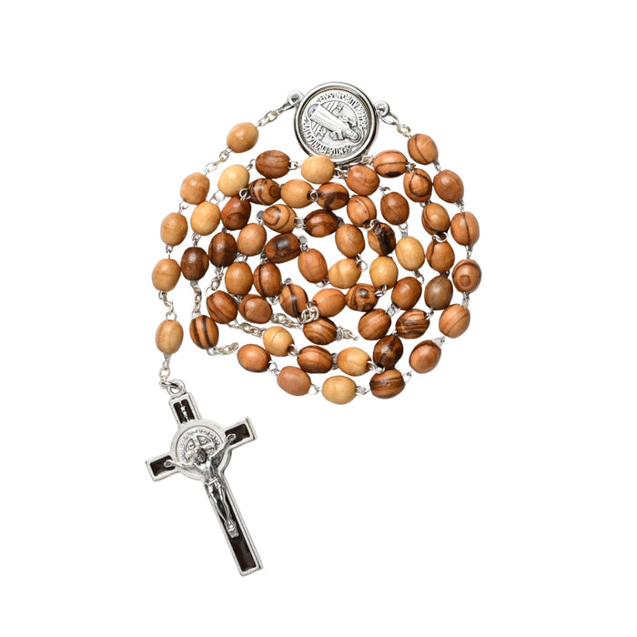 St. Benedict Rosary 7mm Olive Wood