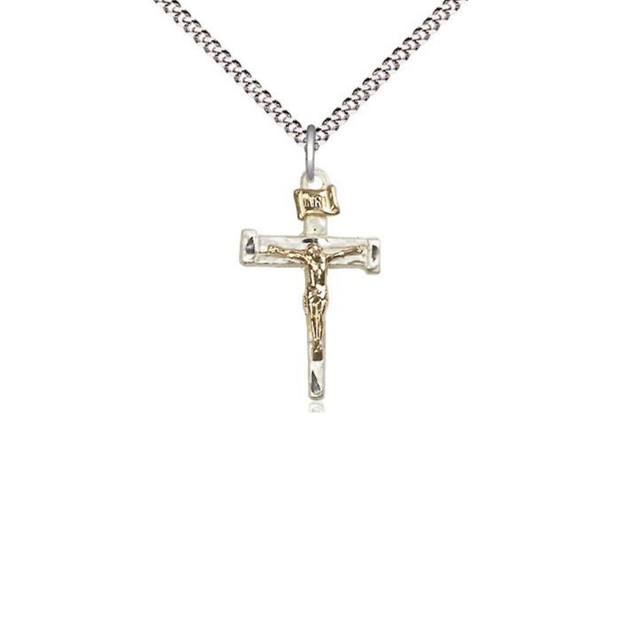 Crucifix Two-tone Nail Shape on 18" Chain