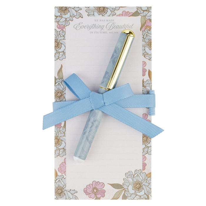 Everything Beautiful Whimsical Blooms Notepad and Pen Set
