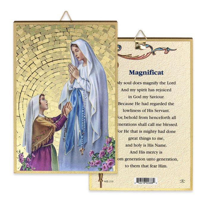 Our Lady of Lourdes  4" x 6"  Gold Foil Mosaic Plaque