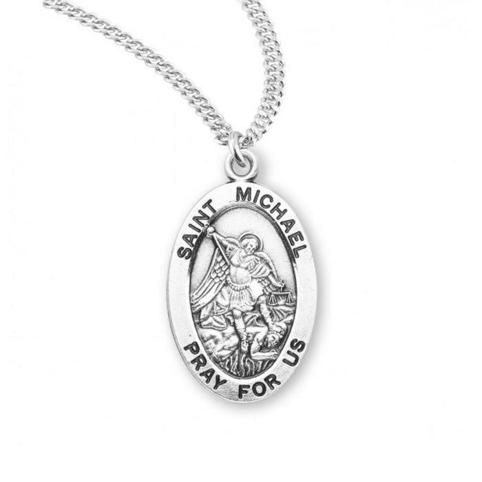 St Michael Sterling Silver on 20" Chain